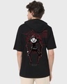 Shop Men's Black The Ryuk Graphic Printed Oversized Hoodie T-shirt-Front