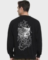 Shop Men's Black The Warrior King Graphic Printed Oversized Sweatshirt-Front