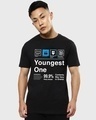 Shop Men's Black The Youngest One Typography T-shirt-Front