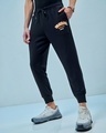 Shop Men's Black Thunder Breathing Typography Oversized Joggers-Front