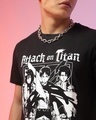 Shop Men's Black Titan Fighters Graphic Printed T-shirt