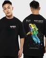 Shop Men's Black Too Alien For Earth Graphic Printed Oversized T-shirt-Front