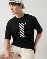 Shop Men's Black Troublesome Graphic Printed Oversized T-shirt-Front