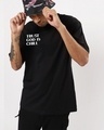 Shop Men's Black Trust God & Chill Typography Oversized T-shirt-Full