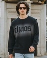 Shop Men's Black Typography Oversized Acid Wash Sweater-Front