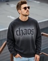 Shop Men's Black Typography Oversized Acid Wash Sweater-Front