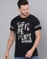 Shop Men's Black Typography Slim Fit T-shirt-Front