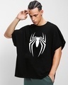Shop Men's Black Ultimate Spider Graphic Printed Oversized Vest-Front