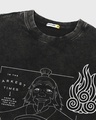 Shop Men's Black Uncle Iroh Graphic Printed Oversized Acid Wash T-shirt