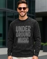 Shop Men's Black Under Ground Typography Oversized Acid Wash T-shirt-Front