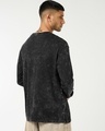 Shop Men's Black Under Ground Typography Oversized Acid Wash T-shirt-Full