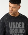 Shop Men's Black Under Ground Typography Oversized Acid Wash T-shirt