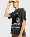 Shop Men's Black Venom Graphic Printed Oversized Acid Wash T-shirt-Front