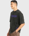 Shop Men's Black Venomized Graphic Printed Oversized Acid Wash T-shirt-Full