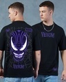 Shop Men's Black Venomized Graphic Printed Oversized T-shirt-Front