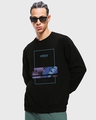 Shop Men's Black Vibes Graphic Printed Sweatshirt-Front