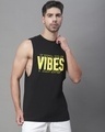 Shop Men's Black Vibes Typography Vest-Front