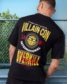 Shop Men's Black Villan-Con Typography Oversized T-shirt-Front