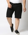 Shop Men's Black Washed Regular Fit Denim Shorts-Front