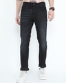 Shop Men's Black Washed Skinny Fit Jeans-Front