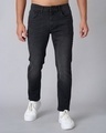 Shop Men's Black Washed Skinny Fit Jeans-Front