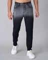 Shop Men's Black Washed Skinny Fit Jeans-Front