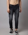 Shop Men's Black Washed Slim Fit Jeans-Front