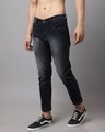 Shop Men's Black Washed Slim Fit Jeans-Full