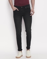 Shop Men's Black Washed Slim Fit Mid Rise Jeans-Front