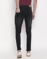 Shop Men's Black Washed Slim Fit Mid Rise Jeans-Full