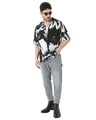 Shop Men's Black & White Abstract Printed Relaxed Fit Shirt-Full