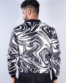 Shop Men's Black & White Abstract Printed Relaxed Fit Velvet Jacket-Full