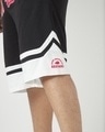 Shop Men's Black & White Akatsuki Typography Oversized Plus Size Varsity Shorts