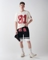 Shop Men's Black & White Akatsuki Typography Oversized Varsity Shorts