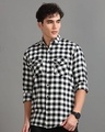 Shop Men's Black & White Checked Shirt-Design