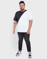 Shop Men's Black & White Color Block Plus Size T-shirt-Full