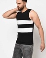 Shop Men's Black & White Color Block Slim Fit Vest-Design