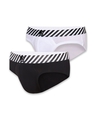 Shop Pack of 2 Men's Black & White Graphic Printed Cotton Briefs-Front