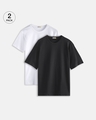 Shop Pack of 2 Men's Black & White Oversized T-shirt-Front