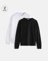 Shop Pack of 2 Men's Black & White Oversized T-shirt-Front