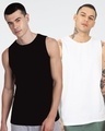 Shop Pack of 2 Men's Black & White Vest-Front