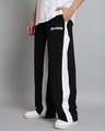 Shop Men's Black & White Side Panel Relaxed Fit Track Pants-Front