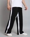 Shop Men's Black & White Side Panel Relaxed Fit Track Pants-Design