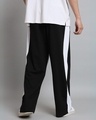 Shop Men's Black & White Side Panel Relaxed Fit Track Pants-Full