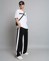 Shop Men's Black & White Side Panel Relaxed Fit Track Pants