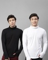 Shop Pack of 2 Men's Black & White Slim Fit T-shirts-Front