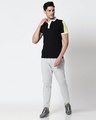 Shop Men's Black-White Sporty Sleeve Panel Polo T-Shirt-Full