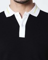 Shop Men's Black-White Sporty Sleeve Panel Polo T-Shirt