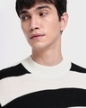 Shop Men's Black & White Striped Oversized Sweater