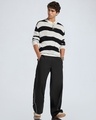 Shop Men's Black & White Striped Oversized Sweater